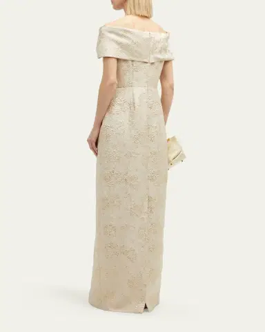 Rickie Freeman for Teri Jon Off-Shoulder Jacquard Column Gown | Thumbnail 3 Rickie Freeman for Teri Jon Off-Shoulder Jacquard Column Gown | Thumbnail 3
