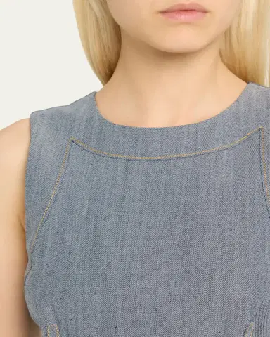 Cinq à Sept Zelda Belted Asymmetric Sleeveless Denim Midi Dress | Thumbnail 5 Cinq à Sept Zelda Belted Asymmetric Sleeveless Denim Midi Dress | Thumbnail 5