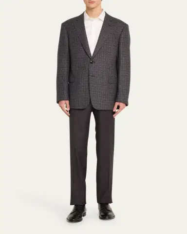 Giorgio Armani Men's Flat-Front Wool Trousers | Thumbnail 2 Giorgio Armani Men's Flat-Front Wool Trousers | Thumbnail 2