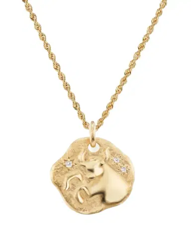 Aaryah 18K Yellow Gold Large Diamond Zodiac Pendant Necklace | Thumbnail 1 Aaryah 18K Yellow Gold Large Diamond Zodiac Pendant Necklace | Thumbnail 1