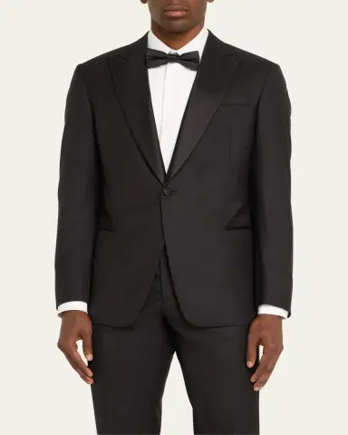 Giorgio Armani Men's Wool Satin-Lapel Two-Piece Tuxedo Set | Thumbnail 4 Giorgio Armani Men's Wool Satin-Lapel Two-Piece Tuxedo Set | Thumbnail 4