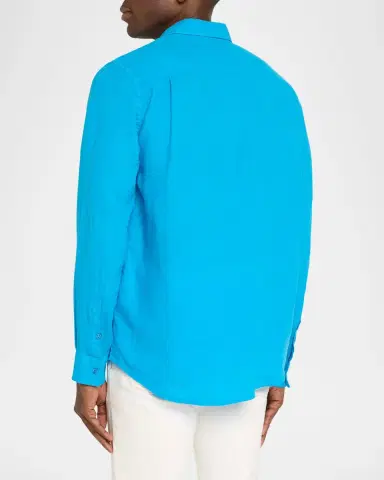 Vilebrequin Men's Caroubis Solid Linen Sport Shirt | Thumbnail 3 Vilebrequin Men's Caroubis Solid Linen Sport Shirt | Thumbnail 3