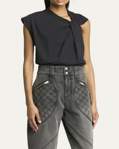 Isabel Marant Nayda Twisted Cap-Sleeve T-Shirt | Thumbnail 4 Isabel Marant Nayda Twisted Cap-Sleeve T-Shirt | Thumbnail 4