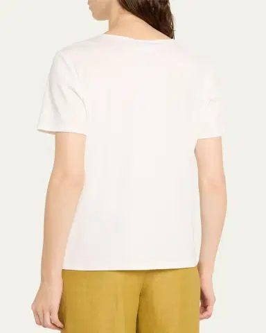 Lafayette 148 New York Ribbed Crewneck Cotton T-Shirt | Thumbnail 3 Lafayette 148 New York Ribbed Crewneck Cotton T-Shirt | Thumbnail 3