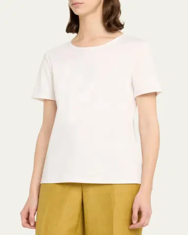 Lafayette 148 New York Ribbed Crewneck Cotton T-Shirt | Thumbnail 4 Lafayette 148 New York Ribbed Crewneck Cotton T-Shirt | Thumbnail 4