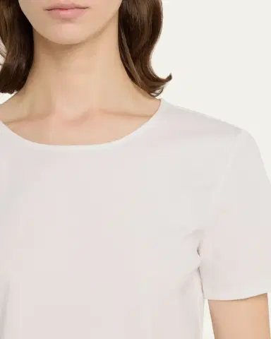 Lafayette 148 New York Ribbed Crewneck Cotton T-Shirt | Thumbnail 5 Lafayette 148 New York Ribbed Crewneck Cotton T-Shirt | Thumbnail 5