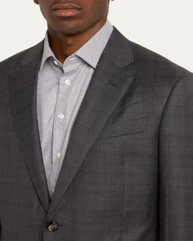 Giorgio Armani Men's Brushed Wool Plaid Classic Fit Suit | Thumbnail 5 Giorgio Armani Men's Brushed Wool Plaid Classic Fit Suit | Thumbnail 5