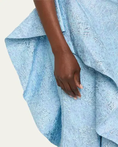 Rickie Freeman for Teri Jon One-Shoulder Jacquard Side-Ruffle Gown | Thumbnail 9 Rickie Freeman for Teri Jon One-Shoulder Jacquard Side-Ruffle Gown | Thumbnail 9