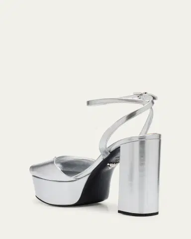 Prada Metallic Leather Ankle-Strap Platform Sandals | Thumbnail 4 Prada Metallic Leather Ankle-Strap Platform Sandals | Thumbnail 4