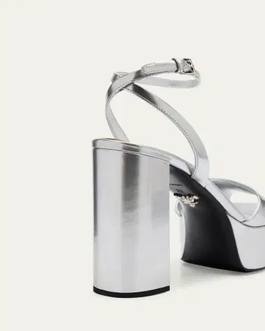 Prada Metallic Leather Ankle-Strap Platform Sandals | Thumbnail 5 Prada Metallic Leather Ankle-Strap Platform Sandals | Thumbnail 5