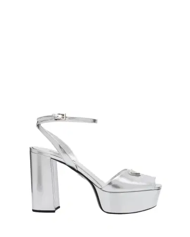 Prada Metallic Leather Ankle-Strap Platform Sandals | Thumbnail 1 Prada Metallic Leather Ankle-Strap Platform Sandals | Thumbnail 1