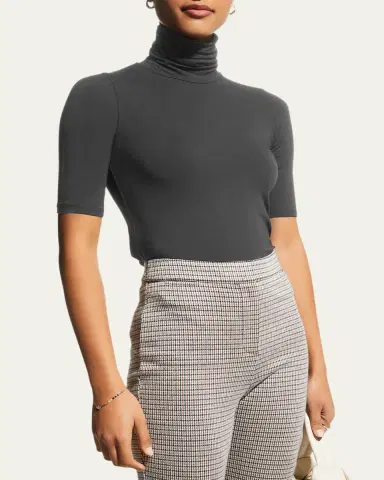 MAJESTIC FILATURES Soft Touch Half-Sleeve Turtleneck | Thumbnail 4 MAJESTIC FILATURES Soft Touch Half-Sleeve Turtleneck | Thumbnail 4