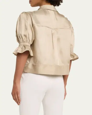 Cinq à Sept Holly Short-Sleeve Sateen Jacket | Thumbnail 7 Cinq à Sept Holly Short-Sleeve Sateen Jacket | Thumbnail 7