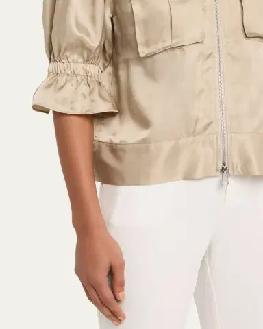 Cinq à Sept Holly Short-Sleeve Sateen Jacket | Thumbnail 9 Cinq à Sept Holly Short-Sleeve Sateen Jacket | Thumbnail 9