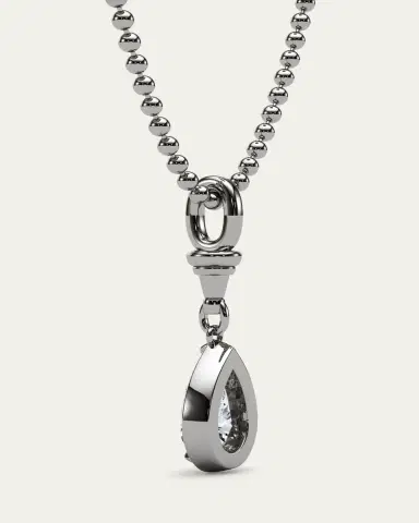 HauteCarat 18K Ball and Chain Pear Shape Lab Grown Diamond Pendant Necklace, 3.0tcw | Thumbnail 3 HauteCarat 18K Ball and Chain Pear Shape Lab Grown Diamond Pendant Necklace, 3.0tcw | Thumbnail 3