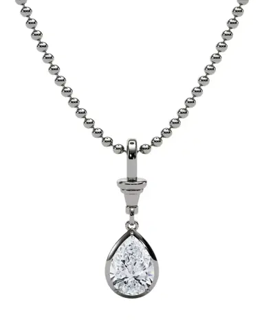 HauteCarat 18K Ball and Chain Pear Shape Lab Grown Diamond Pendant Necklace, 3.0tcw | Thumbnail 1 HauteCarat 18K Ball and Chain Pear Shape Lab Grown Diamond Pendant Necklace, 3.0tcw | Thumbnail 1