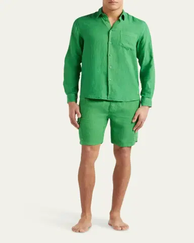 Vilebrequin Men's Caroubis Solid Linen Sport Shirt | Thumbnail 2 Vilebrequin Men's Caroubis Solid Linen Sport Shirt | Thumbnail 2