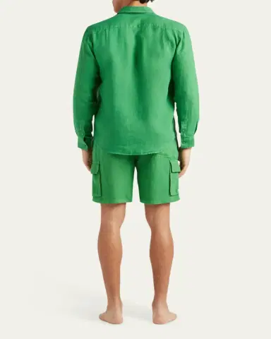 Vilebrequin Men's Caroubis Solid Linen Sport Shirt | Thumbnail 3 Vilebrequin Men's Caroubis Solid Linen Sport Shirt | Thumbnail 3