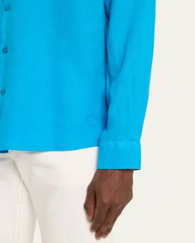 Vilebrequin Men's Caroubis Solid Linen Sport Shirt | Thumbnail 7 Vilebrequin Men's Caroubis Solid Linen Sport Shirt | Thumbnail 7