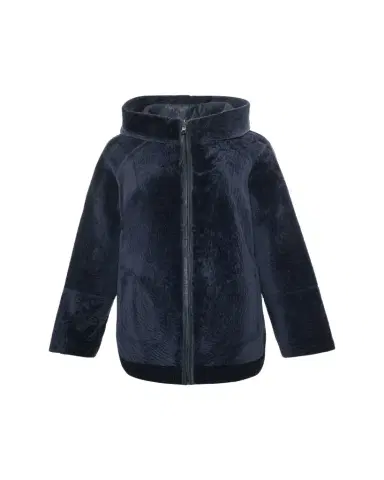 Gorski Reversible Textured Shearling Lamb Zip Hooded Jacket | Thumbnail 1 Gorski Reversible Textured Shearling Lamb Zip Hooded Jacket | Thumbnail 1