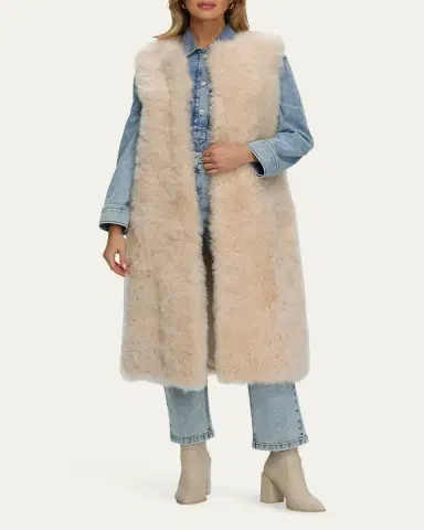 Gorski Select Cashmere Goat Fur Collarless Long Vest | Thumbnail 2 Gorski Select Cashmere Goat Fur Collarless Long Vest | Thumbnail 2