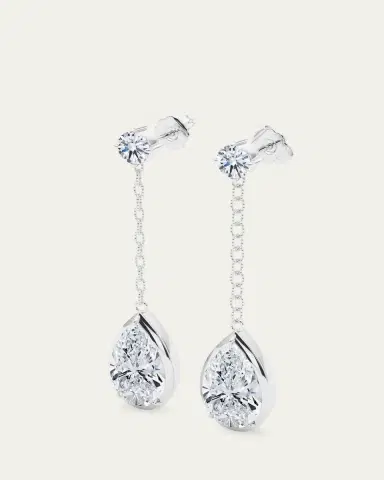 HauteCarat 18K Link Chain Pear Lab Grown Diamond Drop Earrings | Thumbnail 2 HauteCarat 18K Link Chain Pear Lab Grown Diamond Drop Earrings | Thumbnail 2