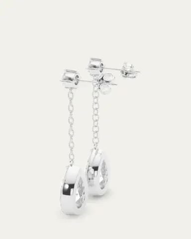 HauteCarat 18K Link Chain Pear Lab Grown Diamond Drop Earrings | Thumbnail 3 HauteCarat 18K Link Chain Pear Lab Grown Diamond Drop Earrings | Thumbnail 3
