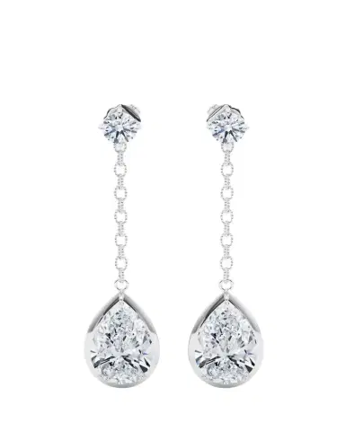 HauteCarat 18K Link Chain Pear Lab Grown Diamond Drop Earrings | Thumbnail 1 HauteCarat 18K Link Chain Pear Lab Grown Diamond Drop Earrings | Thumbnail 1