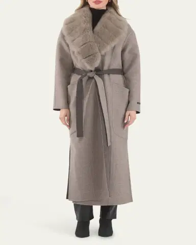 Gorski Loro Piana Double-Face Cashmere-Blend Coat with Detachable Merinillo Shearling Lamb Collar | Thumbnail 2 Gorski Loro Piana Double-Face Cashmere-Blend Coat with Detachable Merinillo Shearling Lamb Collar | Thumbnail 2