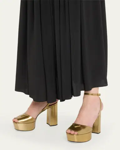 Prada Metallic Leather Ankle-Strap Platform Sandals | Thumbnail 2 Prada Metallic Leather Ankle-Strap Platform Sandals | Thumbnail 2