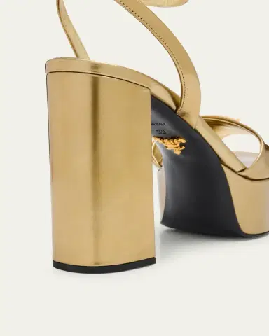 Prada Metallic Leather Ankle-Strap Platform Sandals | Thumbnail 5 Prada Metallic Leather Ankle-Strap Platform Sandals | Thumbnail 5
