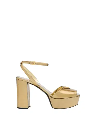 Prada Metallic Leather Ankle-Strap Platform Sandals | Thumbnail 1 Prada Metallic Leather Ankle-Strap Platform Sandals | Thumbnail 1