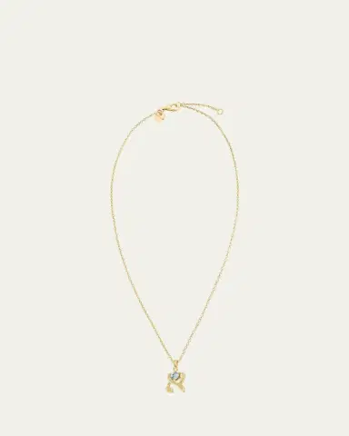 Procaccia Jewelry 18K Gold Hebrew ALEF Aquamarine Initial Necklace, 18"L | Thumbnail 3 Procaccia Jewelry 18K Gold Hebrew ALEF Aquamarine Initial Necklace, 18"L | Thumbnail 3