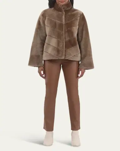 Gorski Reversible Merino Shearling Lamb Chevron Jacket | Thumbnail 2 Gorski Reversible Merino Shearling Lamb Chevron Jacket | Thumbnail 2