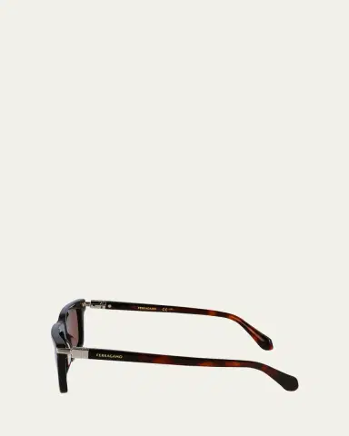Ferragamo Men's Prisma Modified Acetate Rectangle Sunglasses, 53mm | Thumbnail 8 Ferragamo Men's Prisma Modified Acetate Rectangle Sunglasses, 53mm | Thumbnail 8