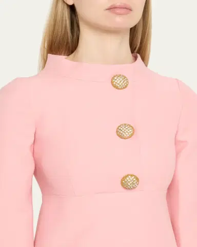 Valentino Garavani Funnel-Neck Crystal Button Mini Dress | Thumbnail 5 Valentino Garavani Funnel-Neck Crystal Button Mini Dress | Thumbnail 5