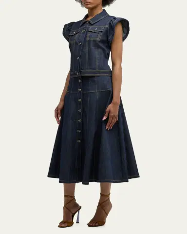 Cinq à Sept Veena Denim Midi Skirt | Thumbnail 2 Cinq à Sept Veena Denim Midi Skirt | Thumbnail 2