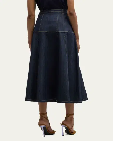 Cinq à Sept Veena Denim Midi Skirt | Thumbnail 3 Cinq à Sept Veena Denim Midi Skirt | Thumbnail 3