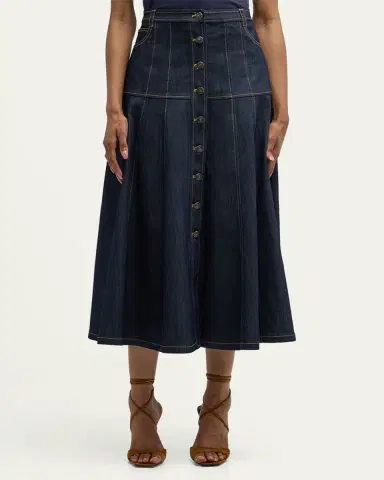 Cinq à Sept Veena Denim Midi Skirt | Thumbnail 4 Cinq à Sept Veena Denim Midi Skirt | Thumbnail 4