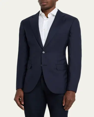 Brioni Men's Solid Wool-Silk Blazer | Thumbnail 4 Brioni Men's Solid Wool-Silk Blazer | Thumbnail 4