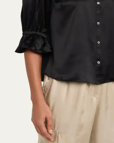 Cinq à Sept Fiona Silk Satin Short-Sleeve Top | Thumbnail 5 Cinq à Sept Fiona Silk Satin Short-Sleeve Top | Thumbnail 5