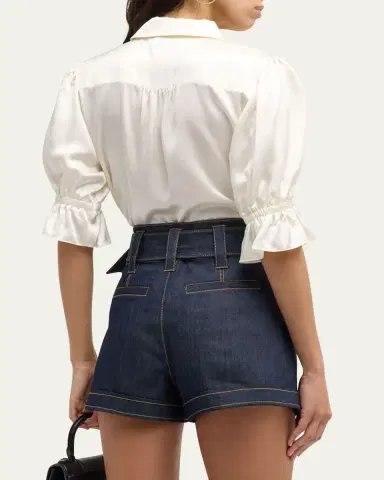 Cinq à Sept Fiona Silk Satin Short-Sleeve Top | Thumbnail 7 Cinq à Sept Fiona Silk Satin Short-Sleeve Top | Thumbnail 7