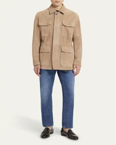 Brioni Men's Suede Field Jacket | Thumbnail 2 Brioni Men's Suede Field Jacket | Thumbnail 2