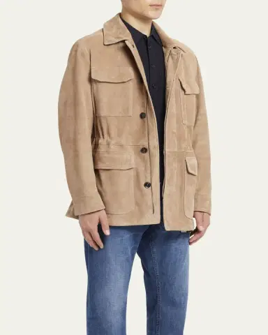 Brioni Men's Suede Field Jacket | Thumbnail 4 Brioni Men's Suede Field Jacket | Thumbnail 4