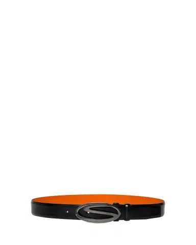 Santoni Men's Oval S-Logo Cuttable Leather Belt | Thumbnail 1 Santoni Men's Oval S-Logo Cuttable Leather Belt | Thumbnail 1