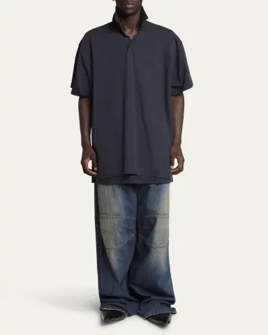 Balenciaga Men's Oversized Double-Layer Polo Shirt | Thumbnail 2 Balenciaga Men's Oversized Double-Layer Polo Shirt | Thumbnail 2