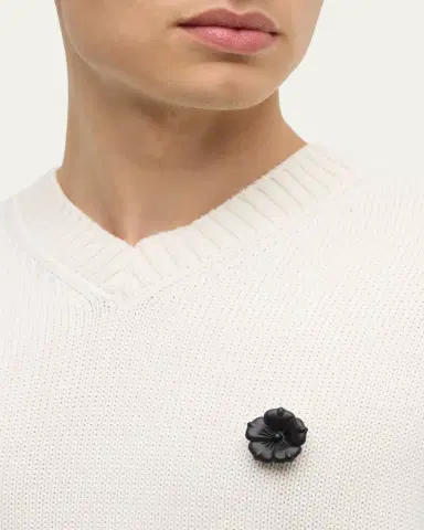 Jan Leslie Men's Matte Black Flower Lapel Pin | Thumbnail 2 Jan Leslie Men's Matte Black Flower Lapel Pin | Thumbnail 2