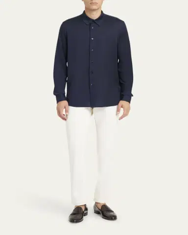 Brioni Men's Silk Pique Sport Shirt | Thumbnail 2 Brioni Men's Silk Pique Sport Shirt | Thumbnail 2