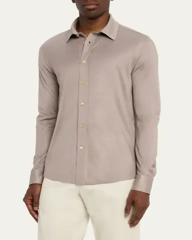 Brioni Men's Silk Pique Sport Shirt | Thumbnail 8 Brioni Men's Silk Pique Sport Shirt | Thumbnail 8