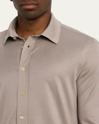 Brioni Men's Silk Pique Sport Shirt | Thumbnail 9 Brioni Men's Silk Pique Sport Shirt | Thumbnail 9